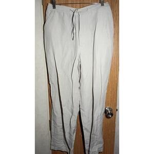 Cubavera beige linen rayon pants m drawstring resort casual beachwear relaxed